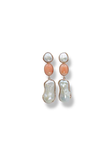 Orecchini Corallo e Perle Scaramazze in Argento 925