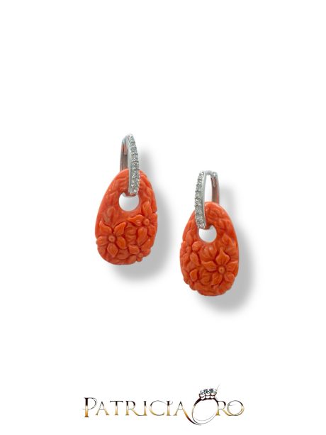 Orecchini Creole Corallo Sciacca Oro 18k