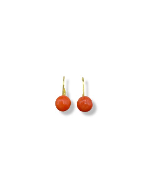 Orecchini Corallo Semi Sferico Sciacca in Argento 925