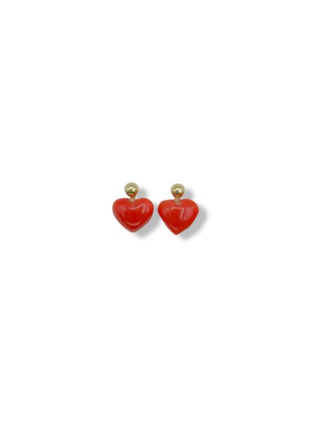 Orecchini Cuore Corallo in Oro 750