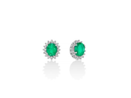 Orecchini Miluna Smeraldi Ovali Diamanti Brillanti Oro 750