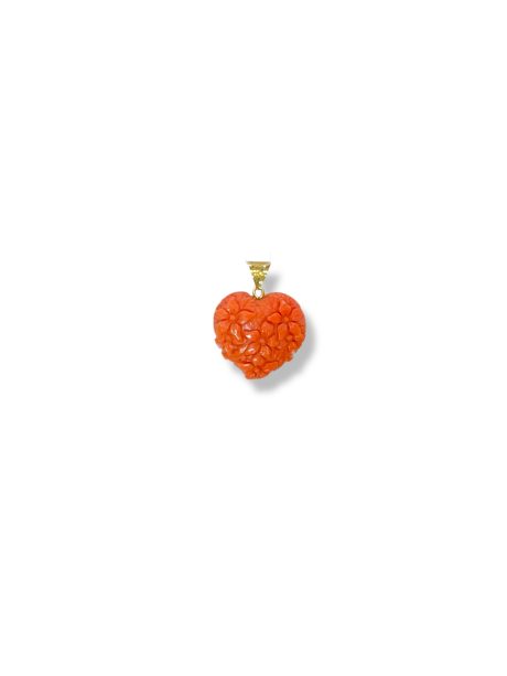Pendente Cuore in Corallo Sciacca Oro 18kt