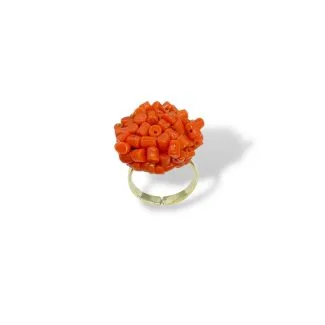 Coral Sciacca Ring with Domes in 925 Silver