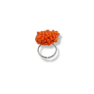 Sciacca Coral Dome Ring in 925 Sterling Silver