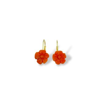 Corallo Sciacca Flower Earrings in 925 Silver with Gold Plating
