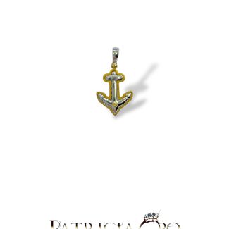 Men's Two-Tone Gold Anchor Pendant 18kt