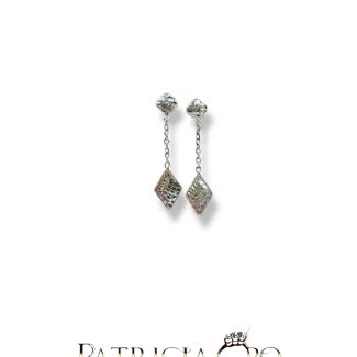 White Gold Rhombus Drop Earrings 18kt