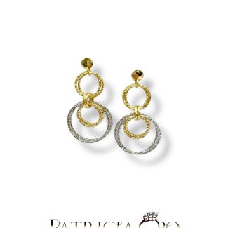 18kt Gold Bicolour Drop Earrings