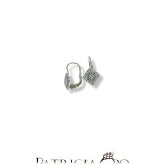 Rhombus Earrings with Zircons in 18kt White Gold