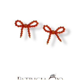 Sciacca Coral Bow Earrings in 925 Sterling Silver