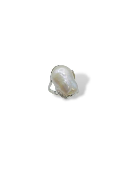 Anello Nimei Perla Barocca e Diamanti in Oro 18kt