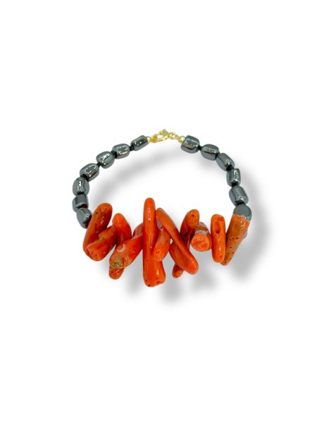 Bracciale Corallo Sciacca ed Ematite Naturale