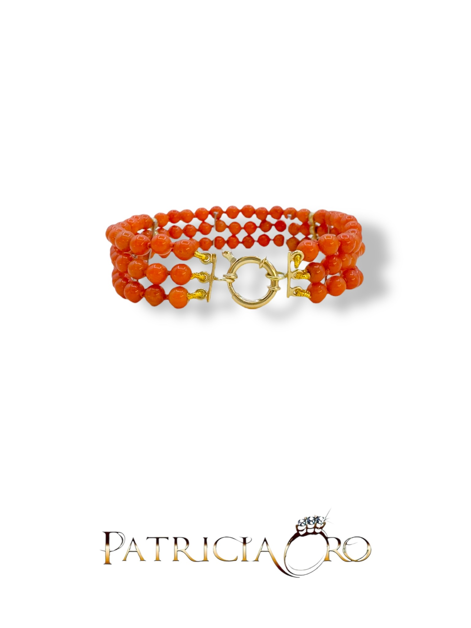 Bracciale corallo sferico Sciacca di Patricia Oro Creations: un gioiello made in Italy di alta gioielleria, perfetto per un'idea regalo preziosa. (Vista 2)
