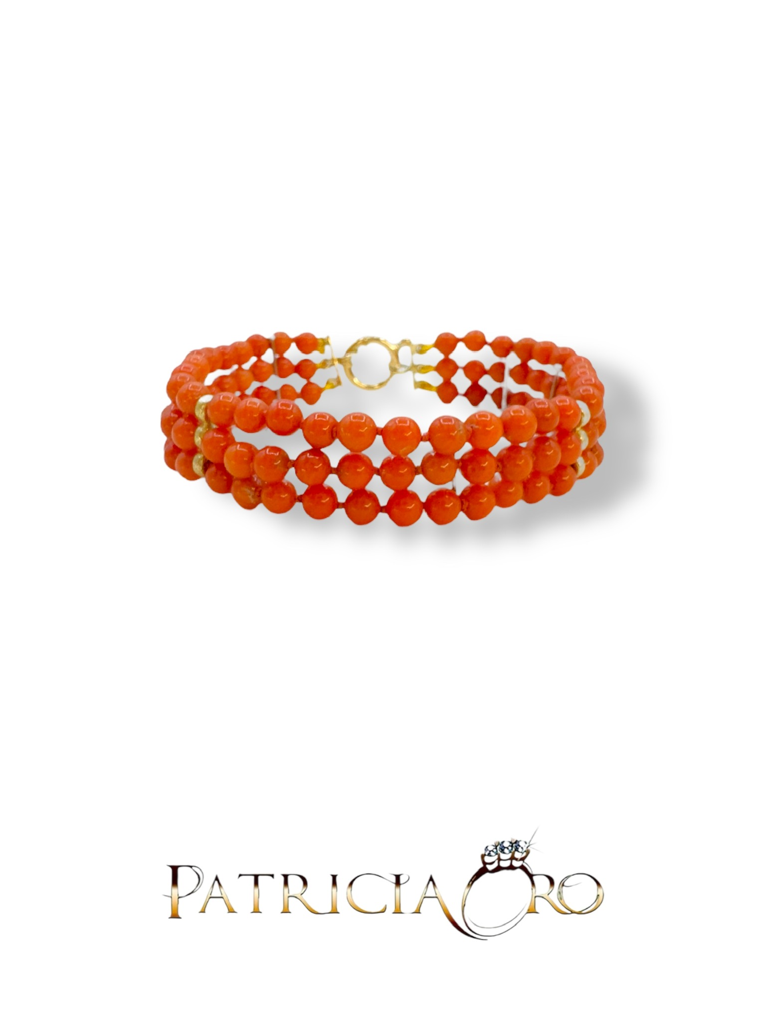 Bracciale corallo sferico Sciacca di Patricia Oro Creations: un gioiello made in Italy di alta gioielleria, perfetto per un'idea regalo preziosa.