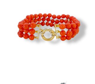 Bracciale da donna in corallo Sciacca di Patricia Oro Creations, un gioiello made in Italy di alta qualità.