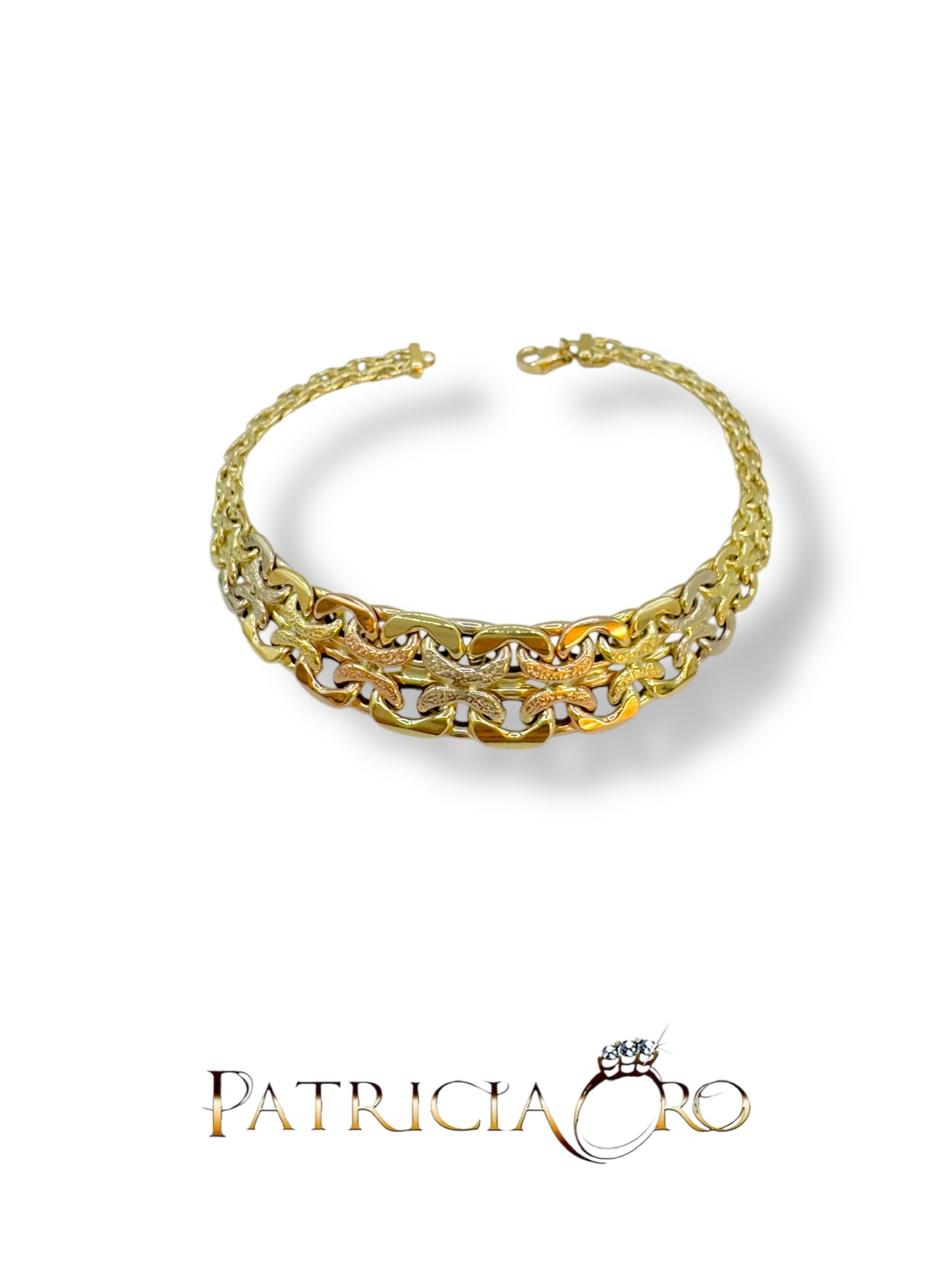 Bracciale donna piatto in oro, un gioiello di lusso perfetto per un'idea regalo preziosa.