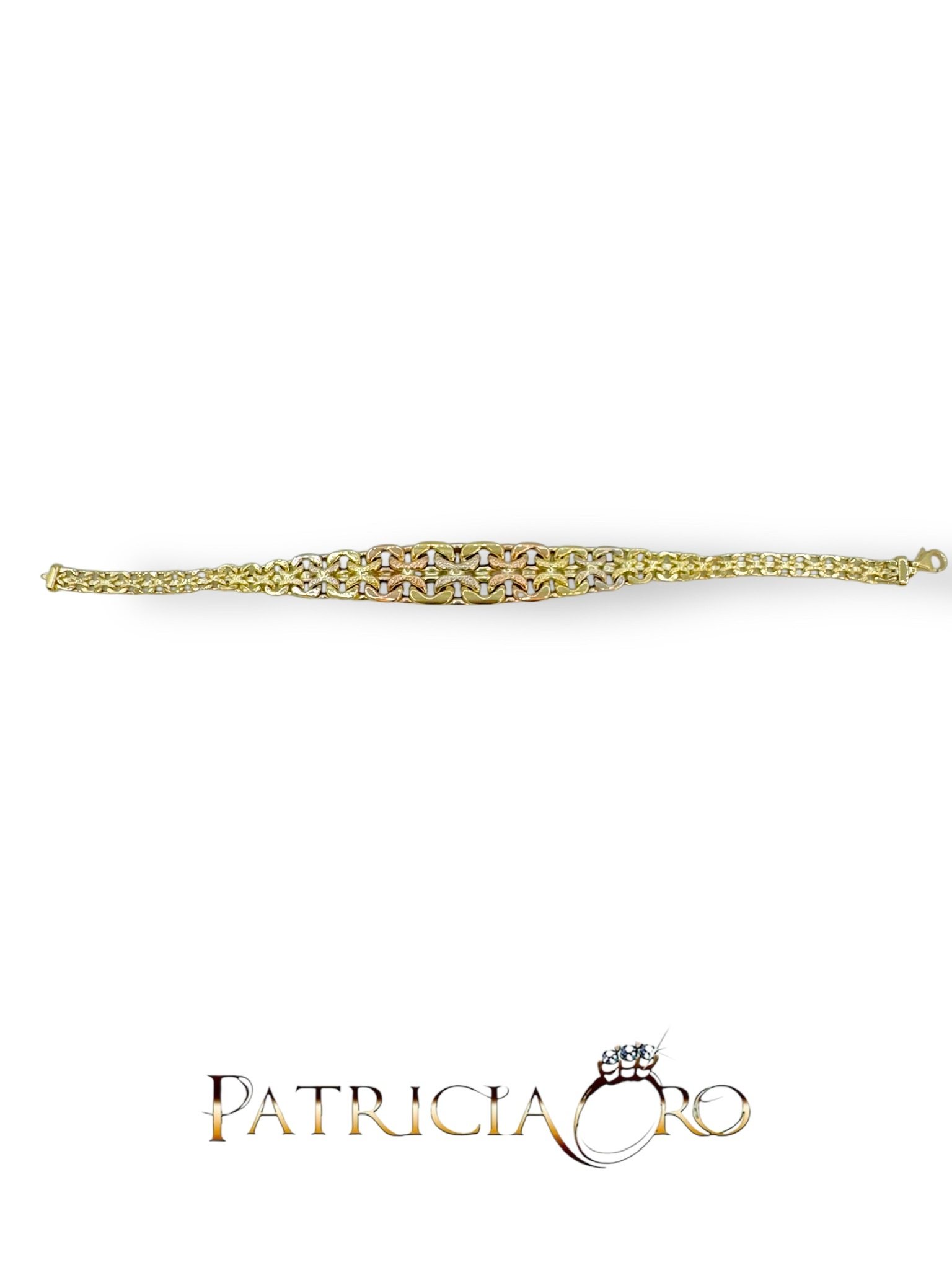 Bracciale donna piatto in oro, un gioiello di lusso perfetto per un'idea regalo preziosa. (Vista 2)