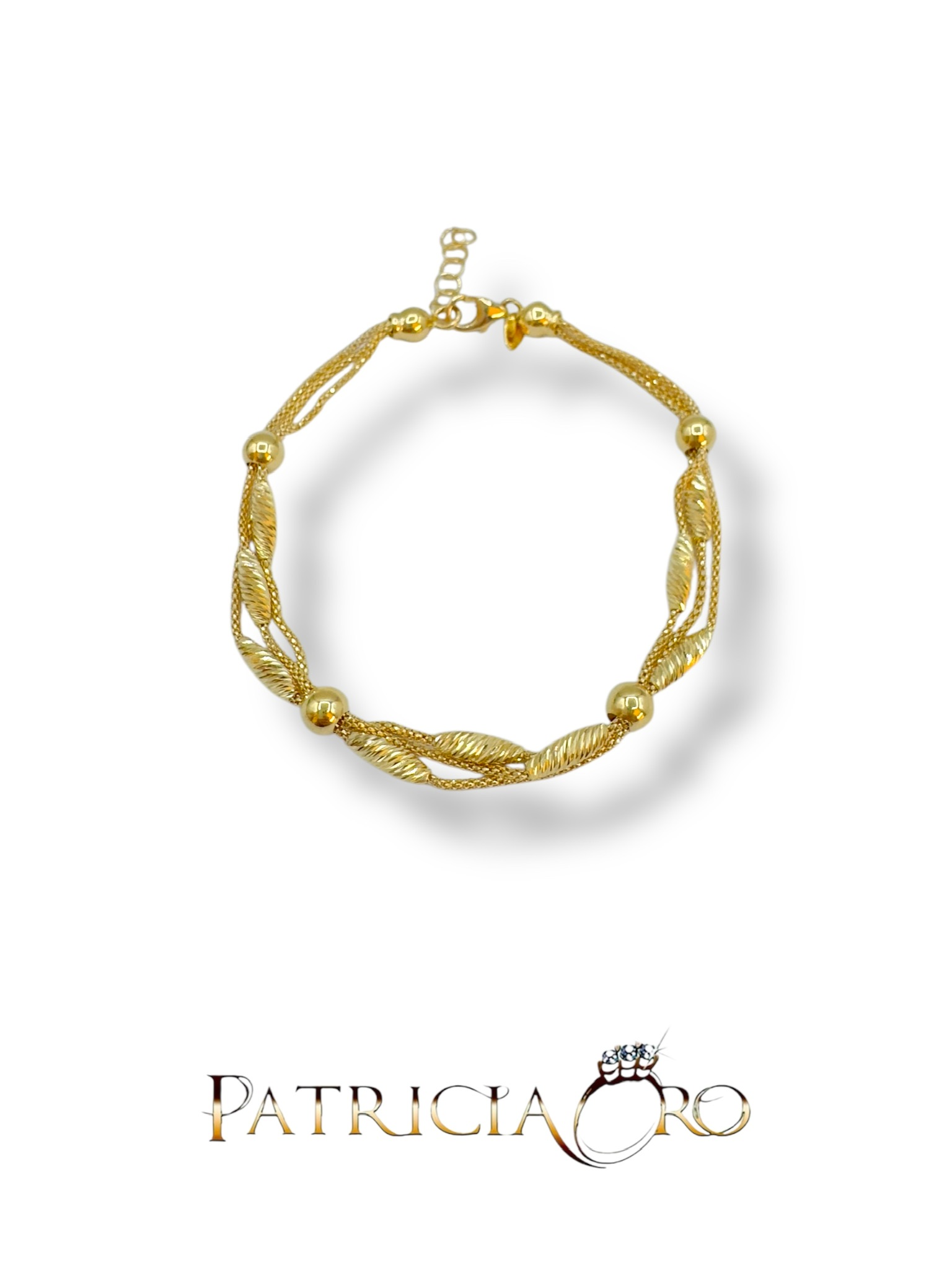 Bracciale da donna in oro lavorato, un gioiello di lusso perfetto per un'idea regalo preziosa.