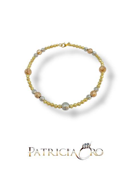 Bracciale Donna Oro 18kt 3 Colori Lavorazione Brillantata