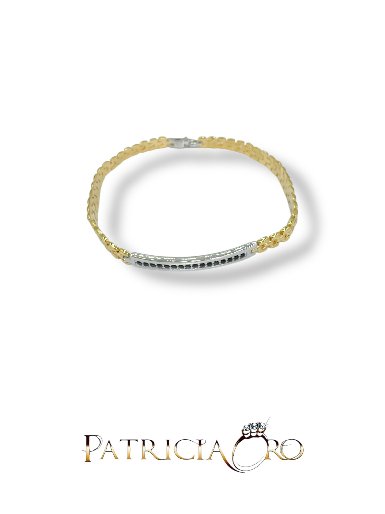 Bracciale maschile in oro e zirconi, un gioiello di lusso perfetto per un'idea regalo preziosa.