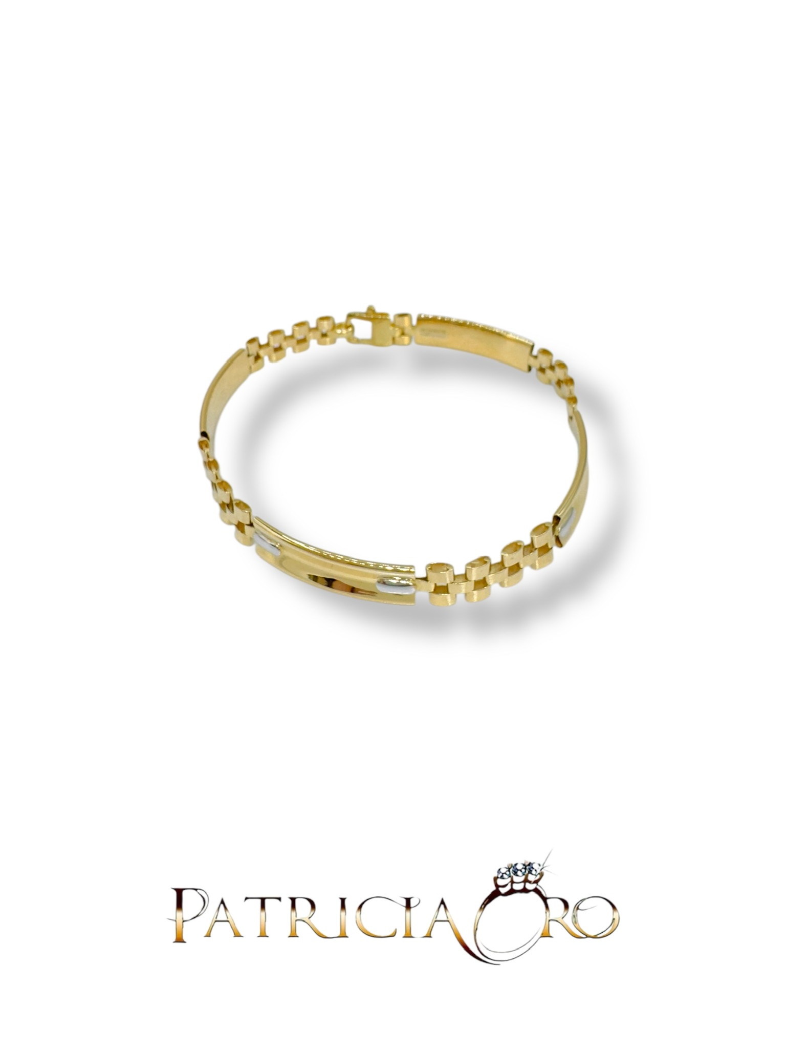 Bracciale da uomo in oro bicolore, un gioiello di lusso perfetto per un regalo prezioso.