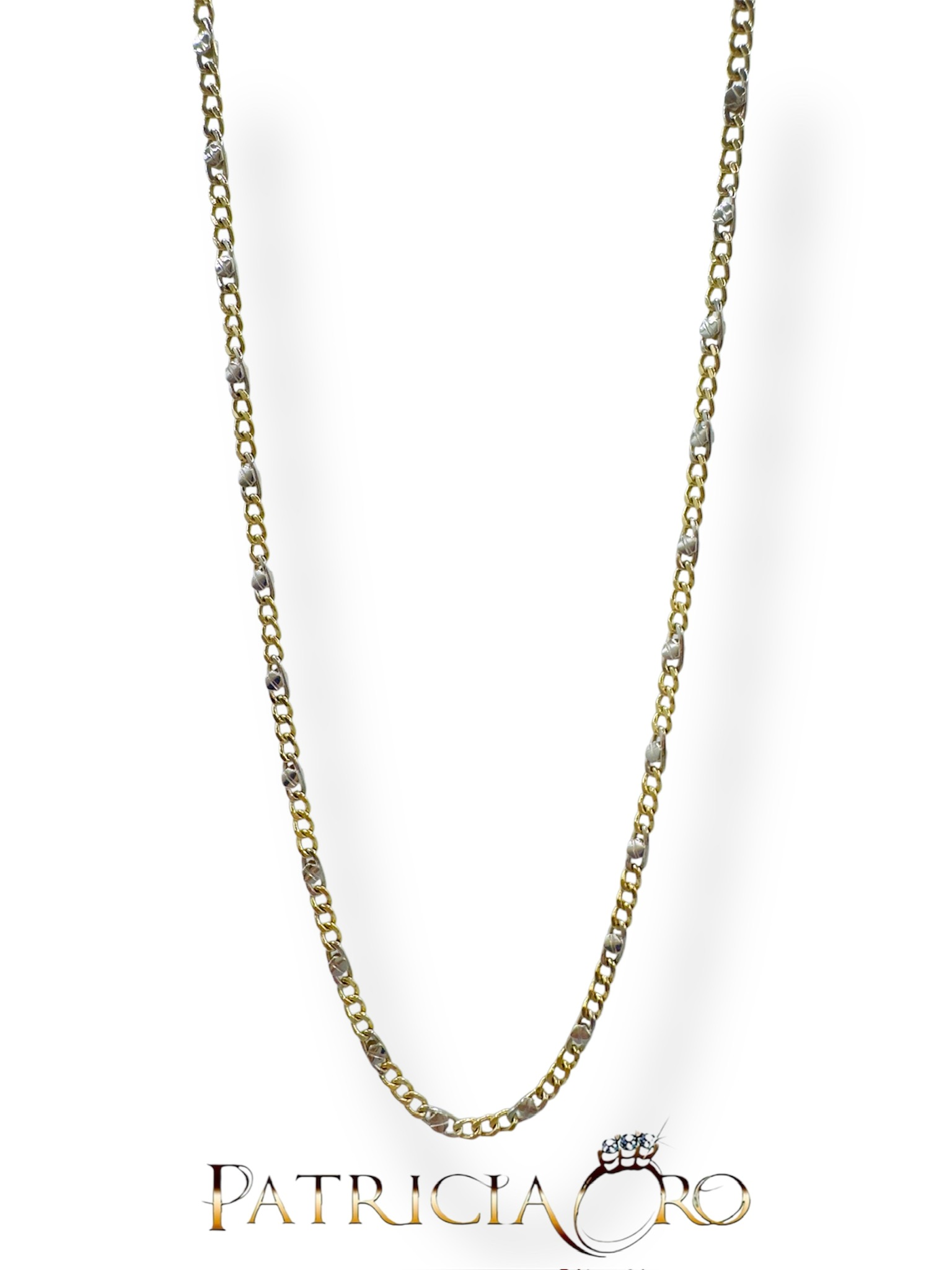 Collana in oro bicolore da uomo, un gioiello di lusso perfetto per un regalo prezioso. (Vista 2)