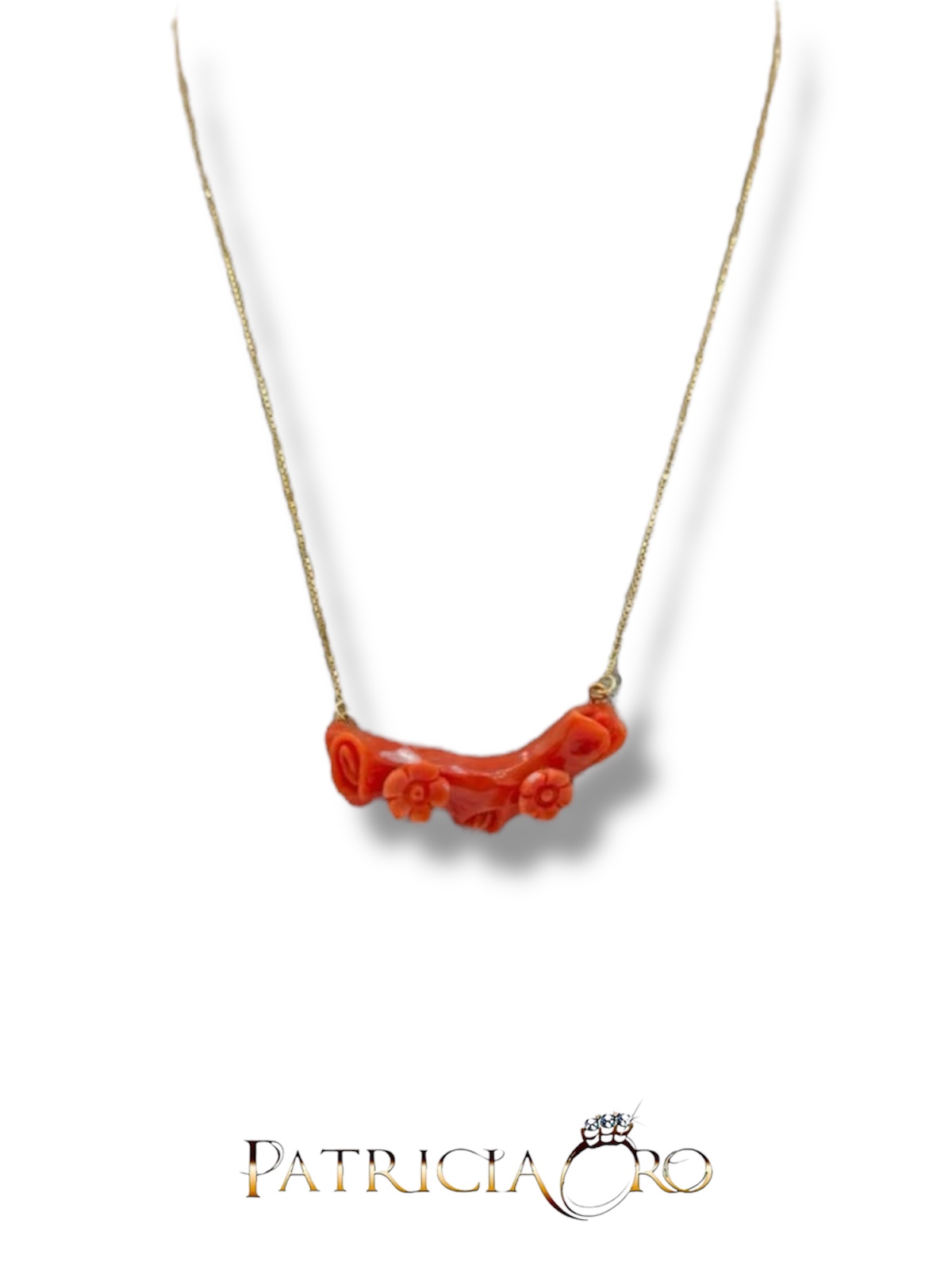 Splendida Collana Oro e Ramo Corallo, un gioiello made in italy di Patricia Oro Creations, perfetto per un'idea regalo preziosa.
