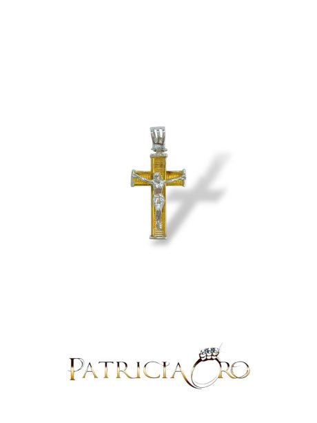 Croce con Crocifisso Uomo in Oro Bicolore 18kt