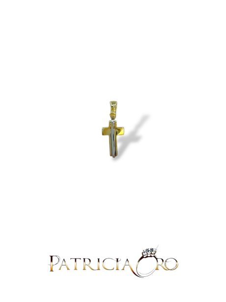 Croce Maschile in Oro Bicolore 18kt