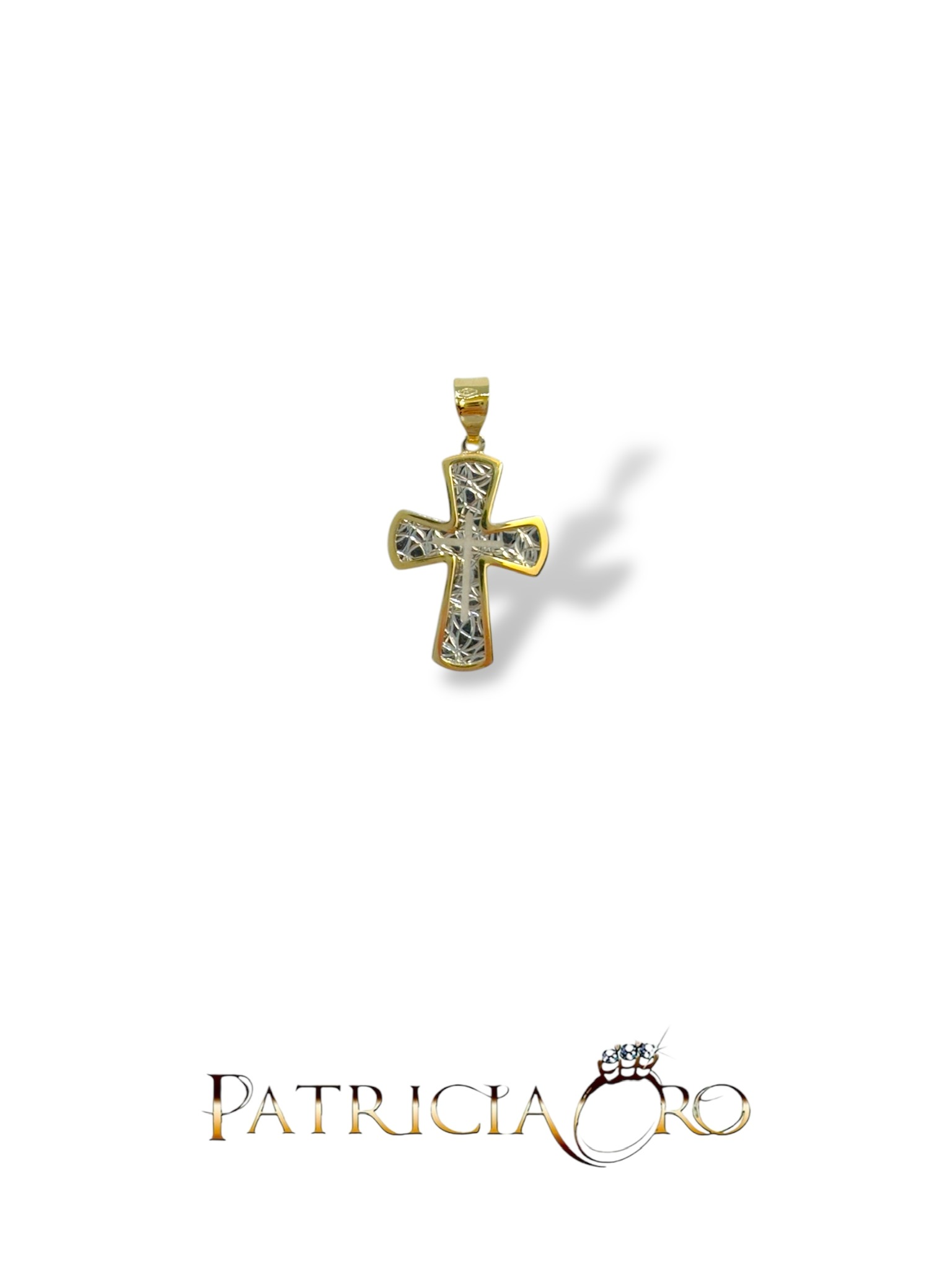 Croce in oro bicolore da uomo, un gioiello di lusso per un'eleganza senza tempo.