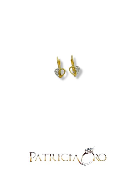 Orecchini Bimba Cuore Oro Giallo 18kt con Zirconi