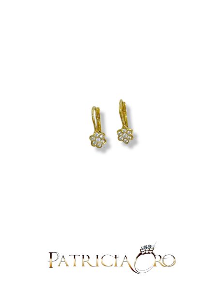 Orecchini Bimba Fiore Oro 18kt con Zirconi