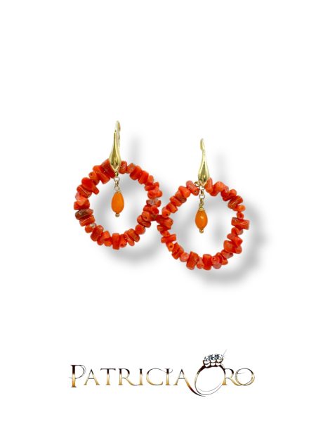 Orecchini Corallo Sciacca Goccia in Argento 925