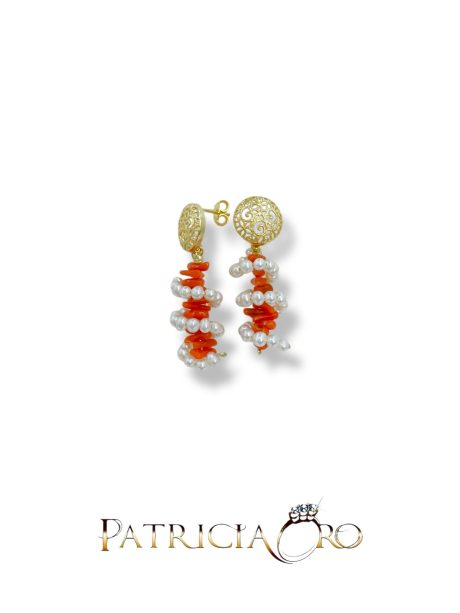 Orecchini Corallo Sciacca Spirale in Argento 925