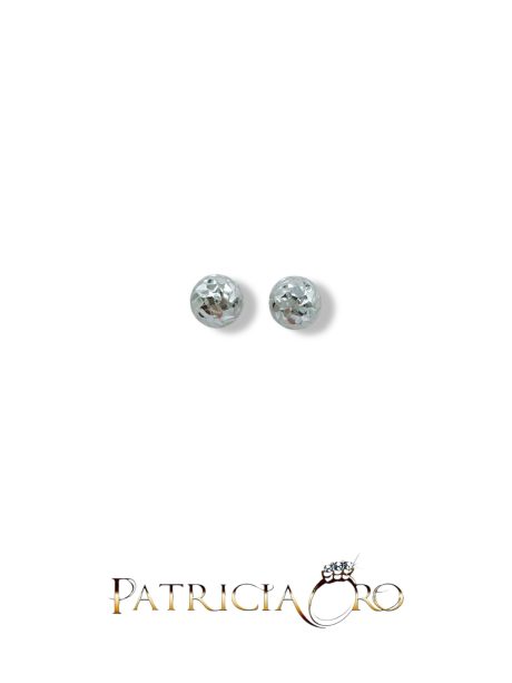 Orecchini Oro 18k Pallina Brillantata Oro Bianco