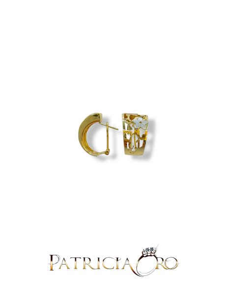 Orecchini Donna Oro Giallo 18kt Bicolore con Chiusura a Clip