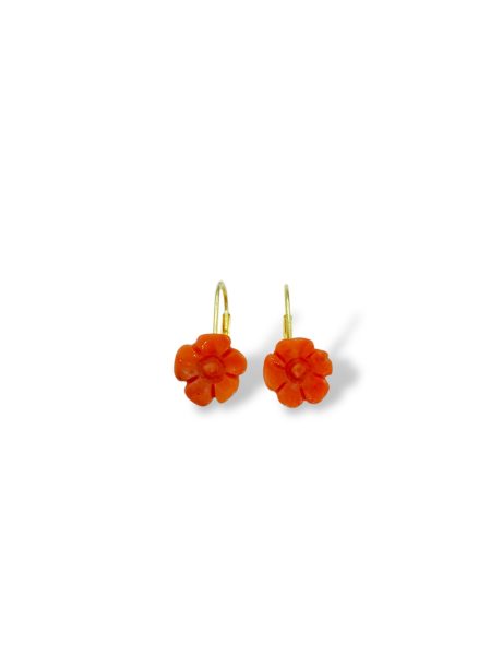 Orecchini Fiori Corallo Sciacca in Argento 925 con Bagno Oro