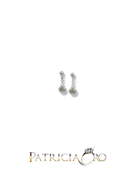 Orecchini Pendenti Conchiglia in Oro Bianco 18kt