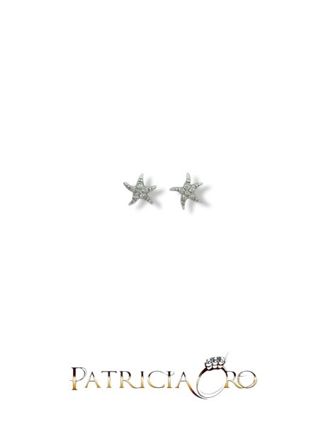 Orecchini Stella Marina Oro Bianco 18kt con Zirconi
