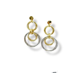 Eleganti orecchini pendenti bicolore, un gioiello di lusso perfetto per un'occasione speciale.