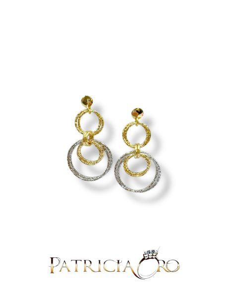 Orecchini Donna Pendenti Bicolore in Oro 18kt
