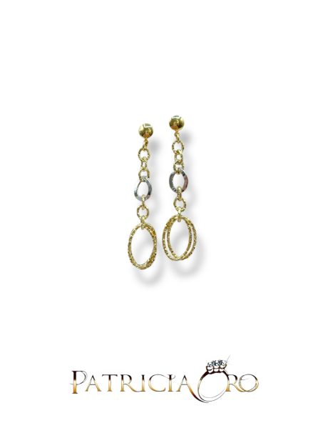 Orecchini Pendenti a Catena in Oro 18kt Bicolore
