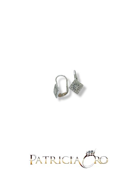 Orecchini Rombo con Zirconi in Oro Bianco 18kt