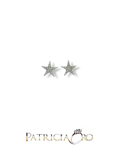Orecchini Stella Oro Bianco 18kt e Zirconi