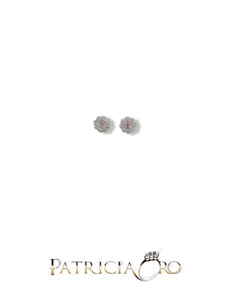 Orecchini Zirconi in Oro Bianco 18kt Bottoncino