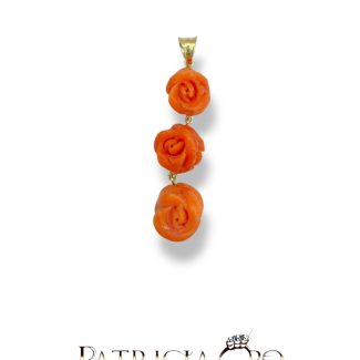 Sciacca Coral 18kt Rose Gold Engraved Rose Pendant
