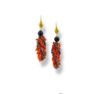 Sciacca Torchon Coral Earrings in 925 Sterling Silver