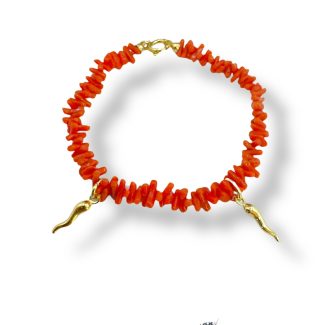 Coral Lucky Horn Bracelet in 925 Silver