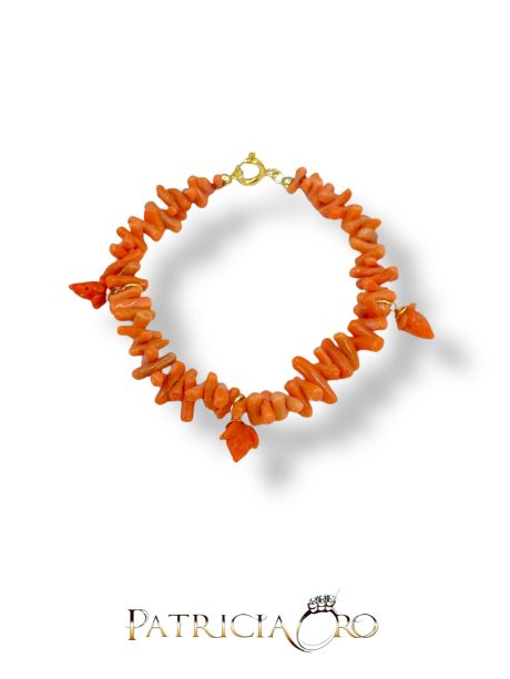 Bracciale Corallo con Ciondoli Fragole Argento 925