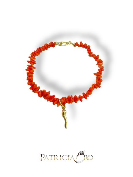 Bracciale Corallo Cornetto Portafortuna Patricia Oro Creations